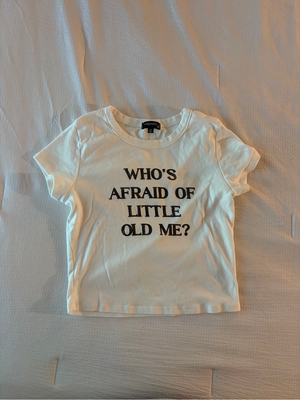 Taylor Swift: Who’s Afraid of Little Old Me? White Baby Tee